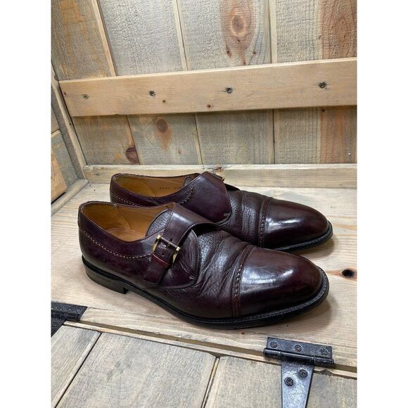 ?PAOLO De Marco Men\'s Oxblood Leather Monk Strap Cap Toe Shoes 10.5